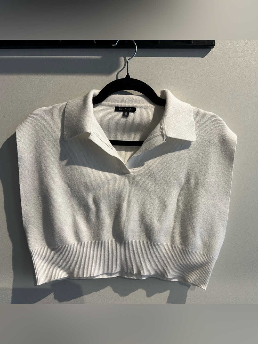 Dynamite White Ribbed Collared Sweater - Picture 2 of 4